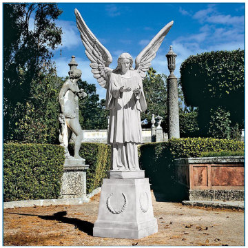 Blanco mármol de la estatua del ángel para la decoración del jardín