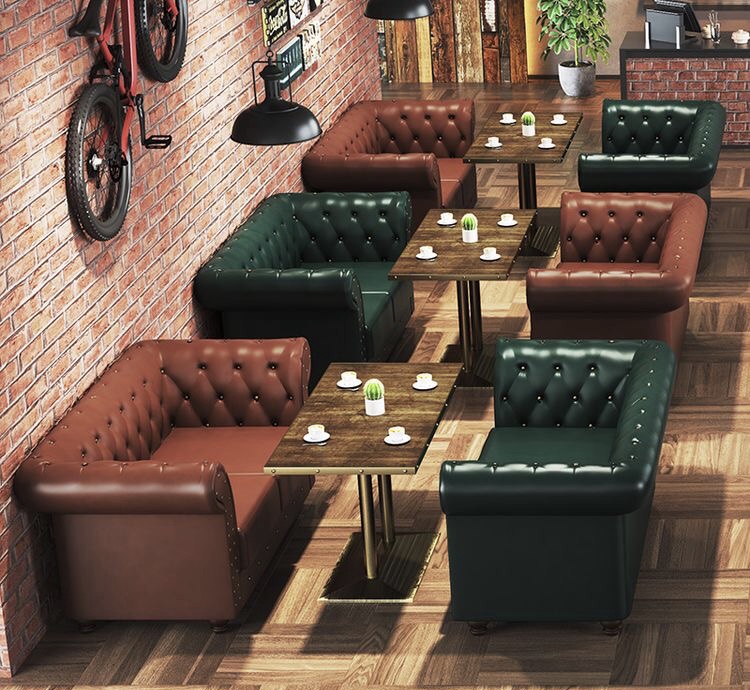 Industrial Metal Dining Set Chaise Restaurant Commercial Furniture Dining room Cafe Tables and Chair Sets