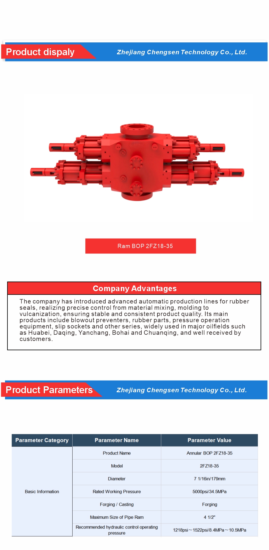 Forged Ram BOP for Oilfield Well Control