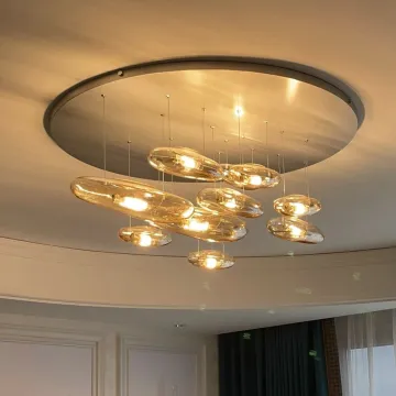 Italian Style Chandelier: Floating Water Droplets Silver Glass Pendant Light