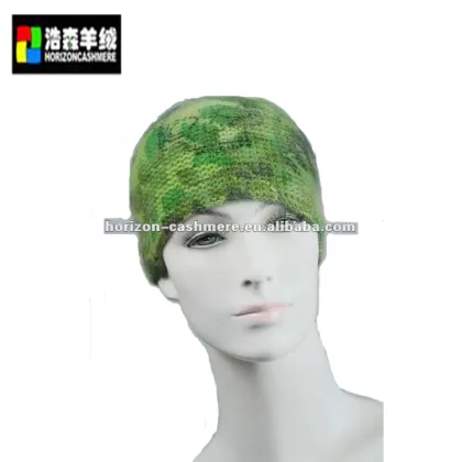 Green Cashmere Knitted Hat, Cheap Knit Cashmere Hat