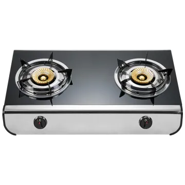 Kitchen Blue Flame 2 Burner Tempered Glass Stove Black Desktop Gas Cooktop