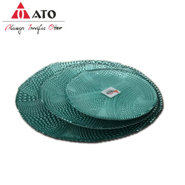 Conjunto de lanches de vidro de cristal de placa verde ATO