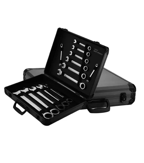 CRV Steel 13Pcs Ratchet Spanner Set in Aluminum Case