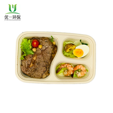 1000ml-3com Compostable Eco Friendly Trays with Lids