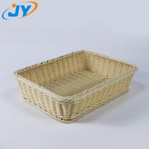 PP Rattan Bread Basket handweaved plastic rattan handle shopping basket Manufactory