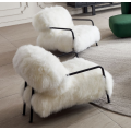 Hot Sale Ins Style Long Fluff White Single Sofa Foshan Furniture Living Room Single Chair For Villa