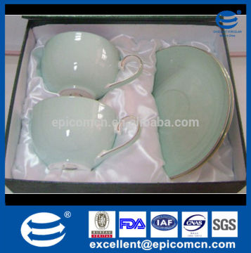 gold rim fine porcelain cups and saucers with gift box