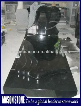 angle engraved black heart headstone