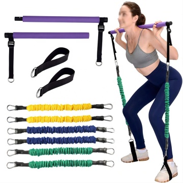 Attrezzatura di fitness della palestra portatile: kit bar di pilates regolabili con fasce di resistenza coperta in tessuto