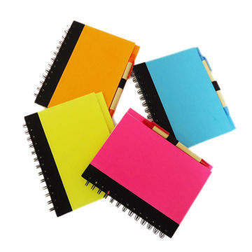 Notebooks with ball pen, color cover and inner sheets have no lines