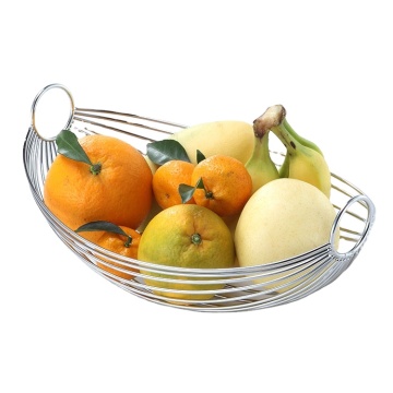 Chrome Wrought Iron Wire Metal Fruit Baskets for Kitchen Countertop Vegetable Storage Display