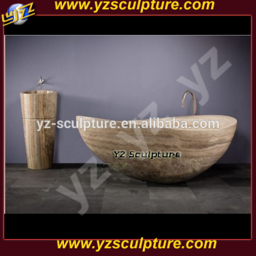 Elegant Natural solid marble stone round bathtub for sale