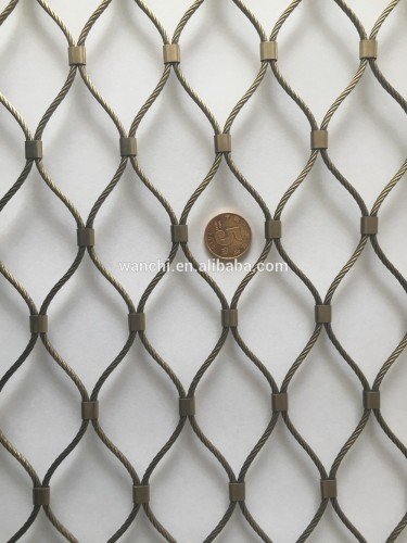 ss 304 stainless steel hand woven wire rope mesh net/304 stainless steel wire rope ferruled mesh