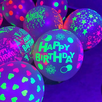 Neon Glow Balloons, Stars, and Mini Latex Party Balloons for Blacklight Events