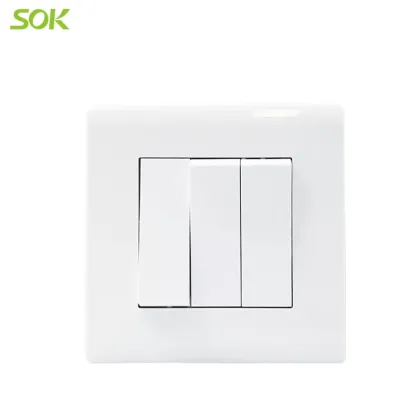 16AX250V 3Gang 2Way Switch White Wide Rocker switches