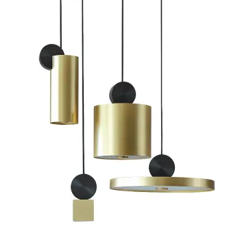 Modern LED Aluminum Pendant Light: Gold Metal Round Chandelier Ceiling Lamp Fixture for Living Room and Study Room - Home Lighting