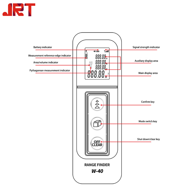 Handheld Distance Meter 40m Diagram