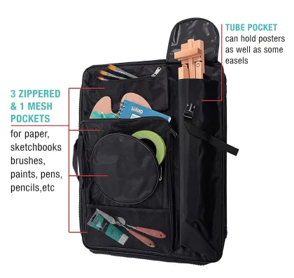 Black Nylon Art Supplies Portfolio Backpack - 19'' x 26'' Artist Carry Bag
