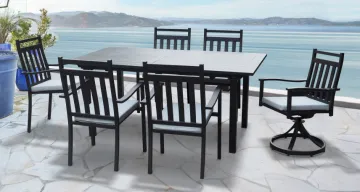 7pcs black outdoor aluminum popular dining set