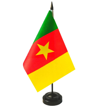 Cameroon Desk Flag - Factory Price, All Countries, Red Green Yellow, Pole and Base