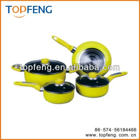 PAN SET OF 7,Yellow/non-stick pan set/fry pan set/Pots and pans set