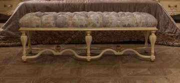 Antique European Style Upholstery Fabric Ottoman Bench Stool FU-138