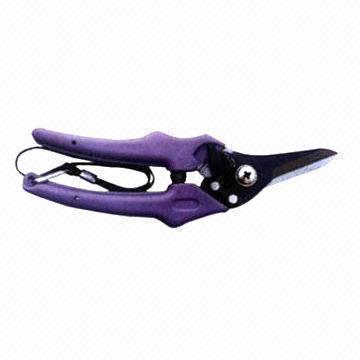 8-inch pruning shear, made of carbon steel, handle color purple