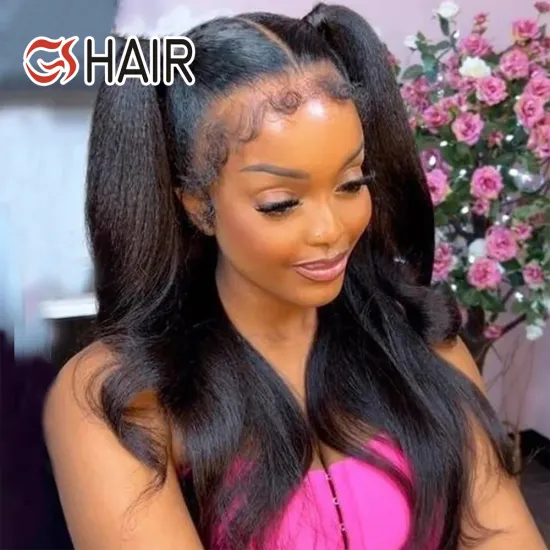 GS Factory Wholesale: Kinky Straight Brazilian Yaki Wig for Black Women - Natural Human Hair