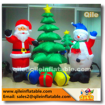 New design hot sale inflatable Colorful Inflatable Christmas Tree Santa Claus and snowman combo set for Decoration Supplies