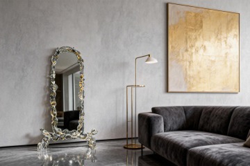 Gold Leaf Cobblestone Crystal Mirror