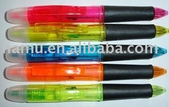Promotion ball pen with highlighter,multi colored highlighter pen