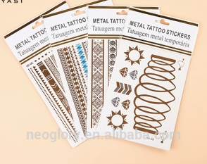 Metallic flash temporary tattoo temporary gold foil silver tattoo TURQ mixed color