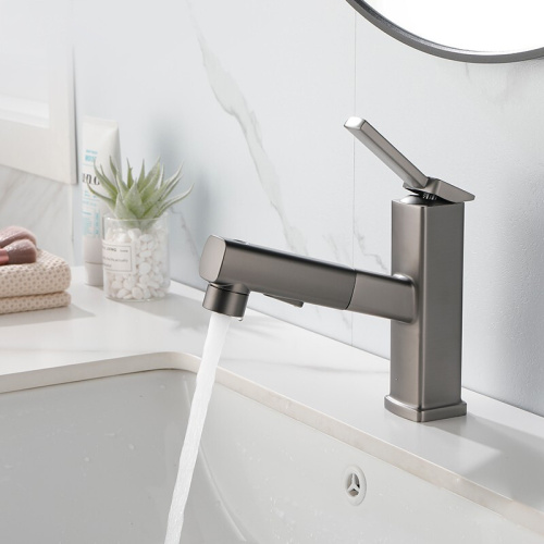 hot cold gun grey pull out basin faucet