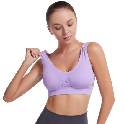 Seamless Padded Mesh Sports Bra S~6XL