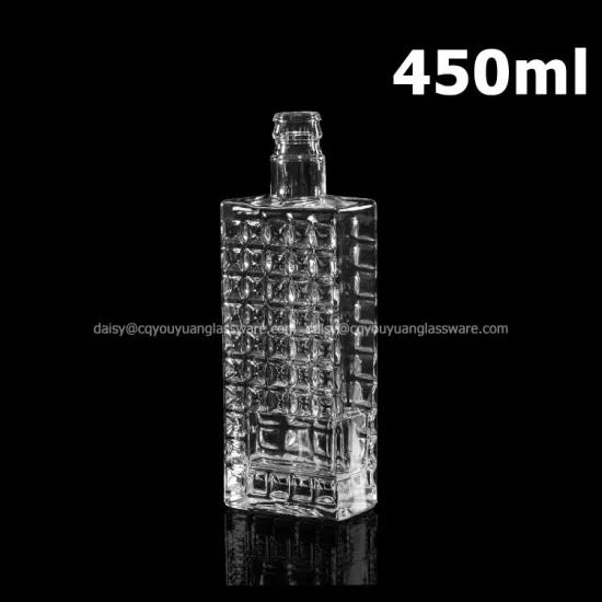 Sparkling glass 450ml liquor high flint square bottle wholesale