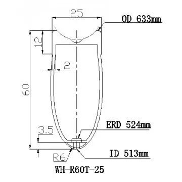 60Tubular accurate size erd 524mm carbon wheel cheap