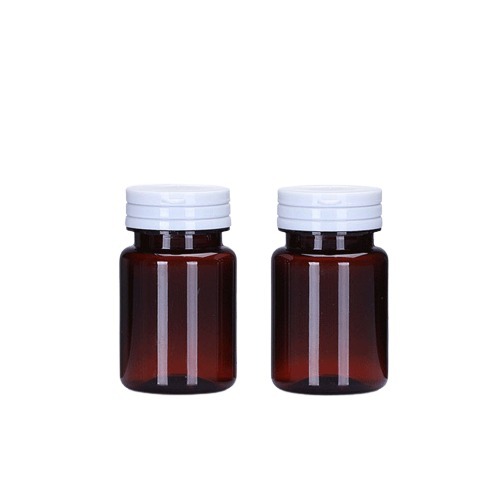 80cc Brown PET capsule bottle Hinged Lid Containers