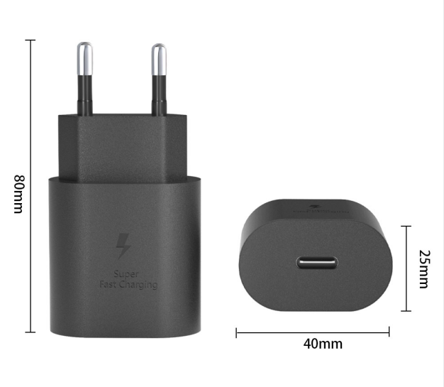 القابس المحمولة 25W 1-منفذ نوع شاحن C لسامسونج