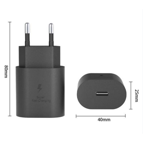 Plugue portátil 25W 1-porta Tipo-C carregador para Samsung