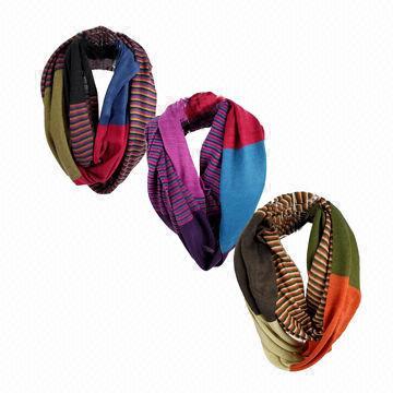 Neon color knitted infinity scarf for ladies