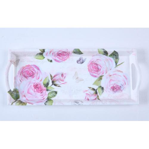 Ensembles de plateaux rectangulaires design rose