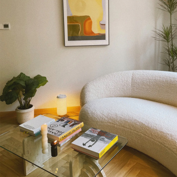 Natural Travertine Living Room Glass Coffee Table