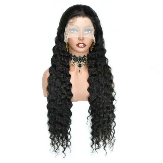 210 Density Indian Virgin Remy Cuticle Aligned Curly Human Hair Closure Wig 360 Natural Lace Front Deep Wave Curly Wigs