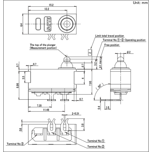 ALPS Waterdicht type Detectieschakelaar