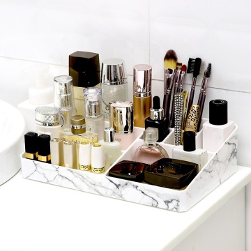 Boîte de rangement à outils cosmétiques en plastique en plastique - Organisateur de bijoux de vanité en marbre