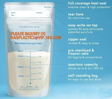 breast milk storage bag baysun pack, baby breast milk storage bags 12OZ, BPA free ldpe double food zipper breastmilk feeding sto