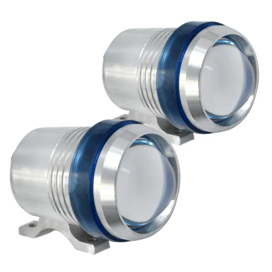 U3 Motorcycle LED Headlights with External Spotlights and Auxiliary Lights - Silver Strong Beam