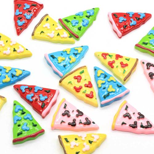 100Pcs Hand-painted Resin Miniature Dollhouse Pizza Flat back Mini Pattern Applique DIY Wedding Scrapbook Hair Bow Craft