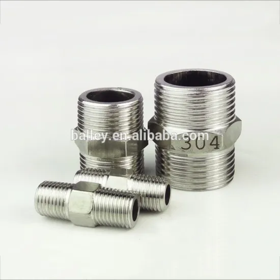 Stainless steel hexagon nipples equal right hand threads